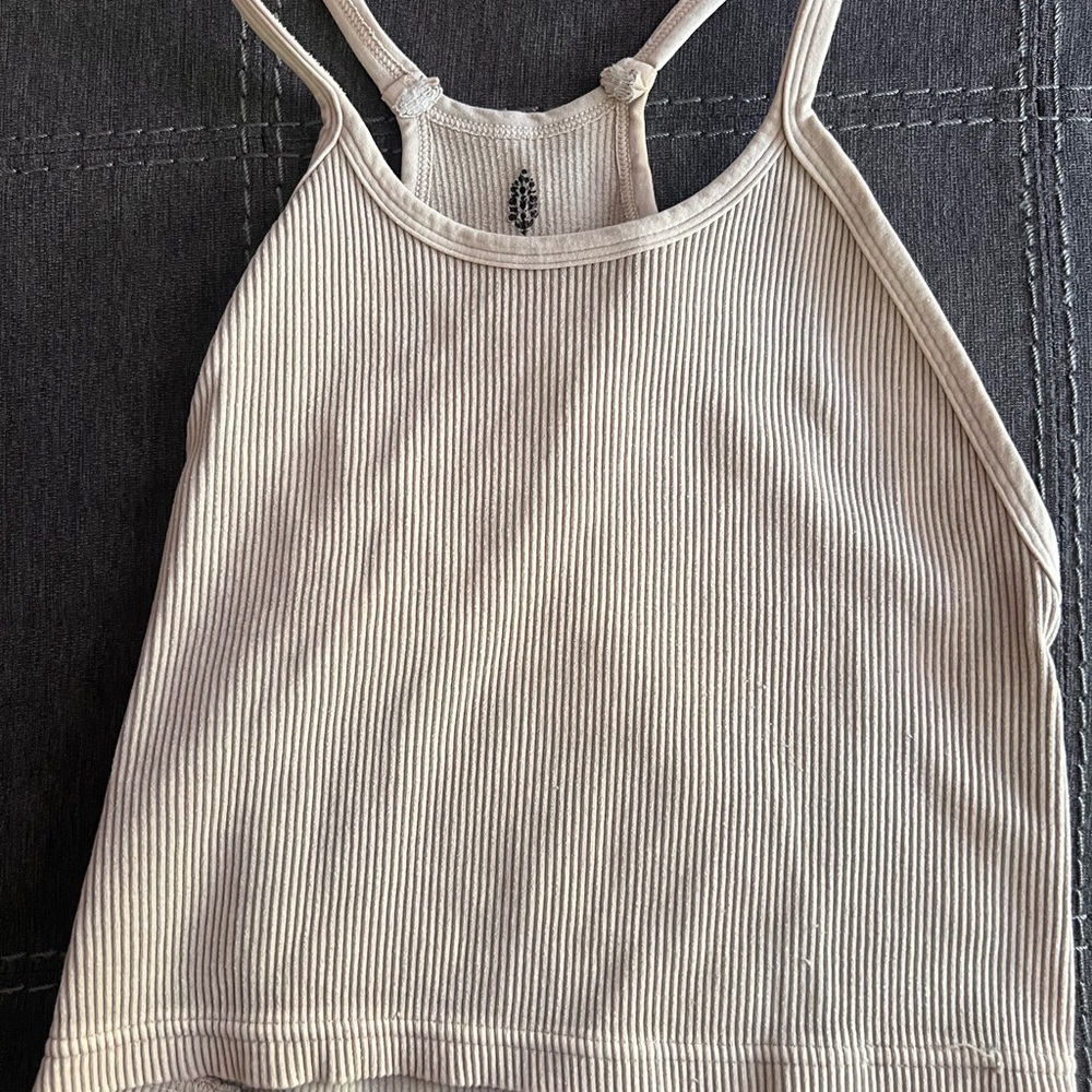 FP Movement by Free People Ribbed Halter Crop Top in Cream